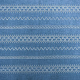 Light Blue, White Geometric Cotton Embroidery Curtain Panels