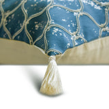Trellis Shimmer - Blue Jacquard Throw Cushion Cover