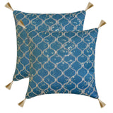 Trellis Shimmer - Blue Jacquard Throw Cushion Cover