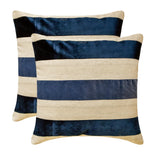 Velvet Band Navy - Navy Velvet & Linen Throw Cushion Cover