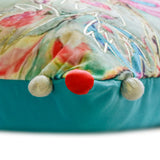 Maurya Elegance - Turquoise Blue Cotton Throw Cushion Cover