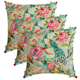 Maurya Elegance - Turquoise Blue Cotton Throw Cushion Cover