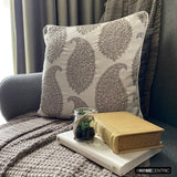 Paisley Silver Queen - Silver Jacquard Throw Cushion Cover