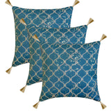 Trellis Shimmer - Blue Jacquard Throw Cushion Cover