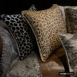 Spotted Wild - Black Faux Leather Throw Cushion Cover
