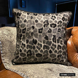 Spotted Wild - Black Faux Leather Throw Cushion Cover