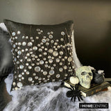 Black Crystal Garden - Black Art Silk Decorative Throw Cushion Cover