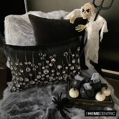 Kristy - Black Silk Decorative Lumbar  Cushion Cover