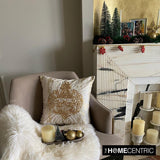 Shimmer Ornament - Gold Velvet Decorative Throw Cushion Cover