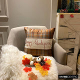 Thankful Harvest - Orange Velvet Happy Thanksgiving Throw Cushion Cover
