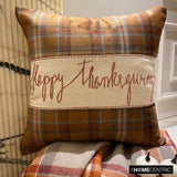 Thankful Harvest - Orange Velvet Happy Thanksgiving Throw Cushion Cover