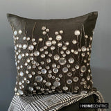 Black Crystal Garden - Black Art Silk Decorative Throw Cushion Cover