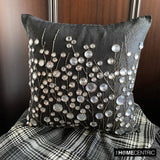 Black Crystal Garden - Black Art Silk Decorative Throw Cushion Cover