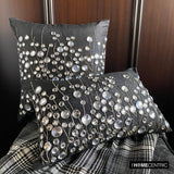 Black Crystal Garden - Black Art Silk Decorative Throw Cushion Cover