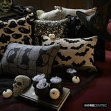 Gothic Bats - Black Jacquard Decorative Lumbar  Cushion Cover