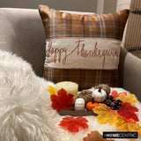 Thankful Harvest - Orange Velvet Happy Thanksgiving Throw Cushion Cover