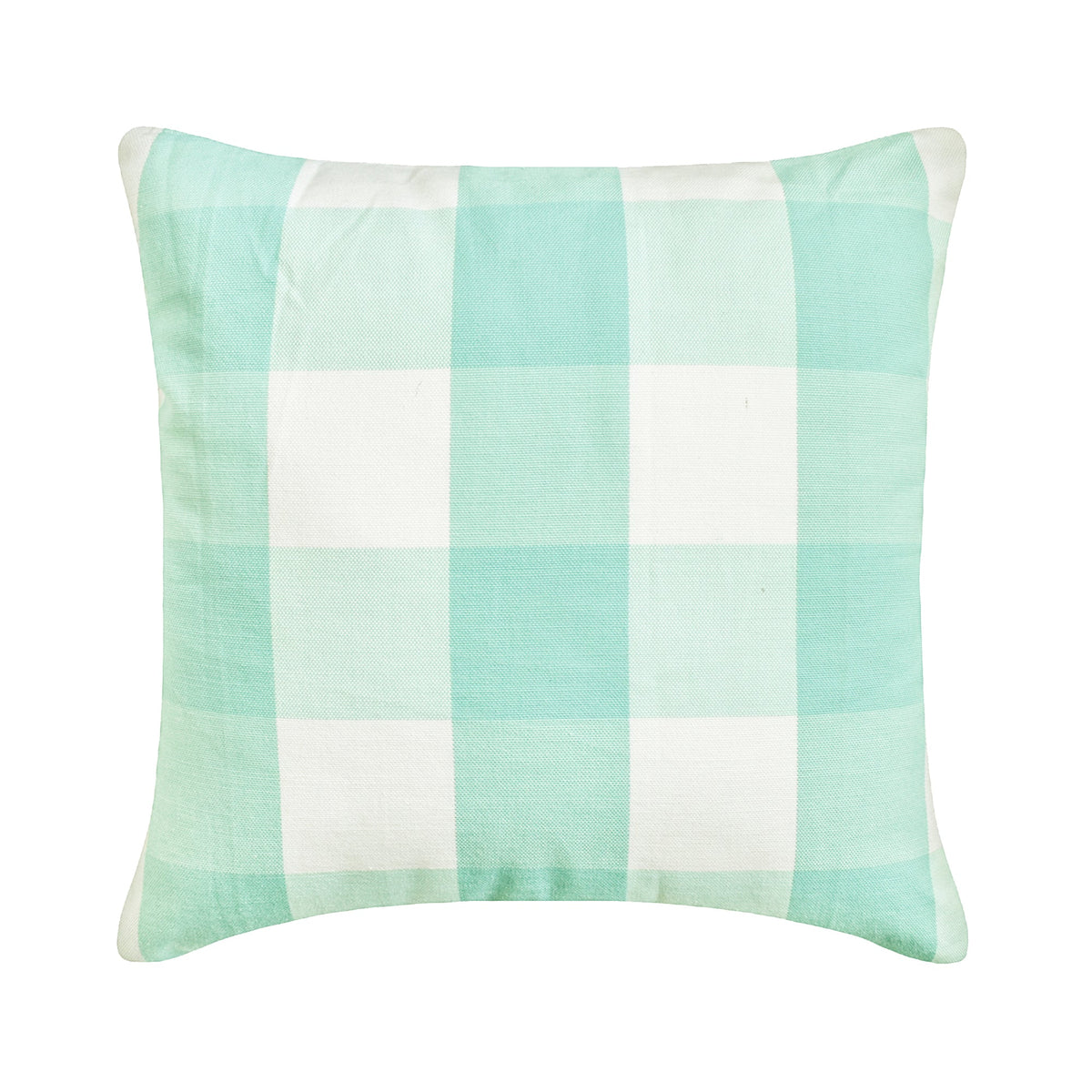 Aqua Plaid - Aqua Blue Buffalo Checks Throw Cushion Cover