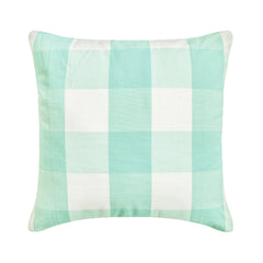 Aqua Plaid - Aqua Blue Buffalo Checks Throw Cushion Cover
