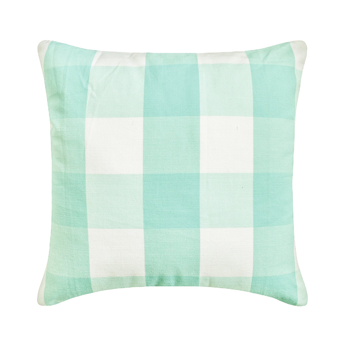 Aqua Plaid - Aqua Blue Buffalo Checks Decorative Euro Sham