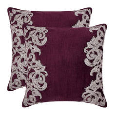 Art Nouveau - Tyrian Purple Velvet Throw Pillow Cover