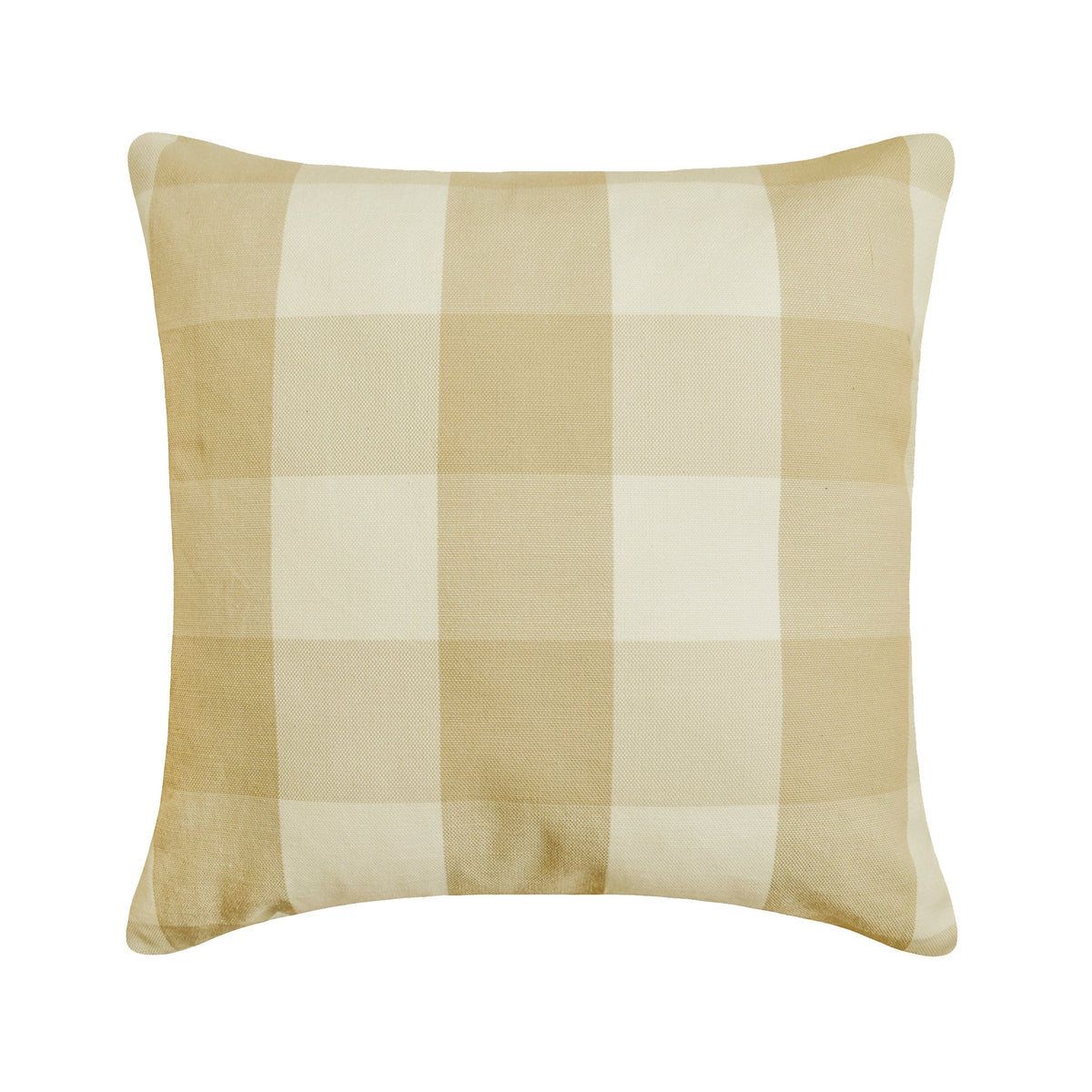 Beige Plaid - Beige Cotton Throw Pillow Cover