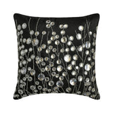 Black Crystal Garden - Black Art Silk Decorative Throw Cushion Cover