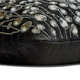 Black Crystal Garden - Black Art Silk Decorative Throw Cushion Cover
