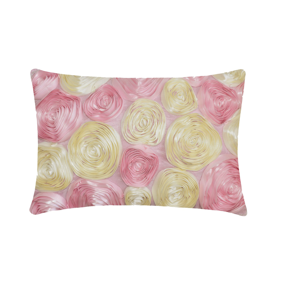 Blossom Bloom - Art Silk Pink Decorative Lumbar Pillow Cover