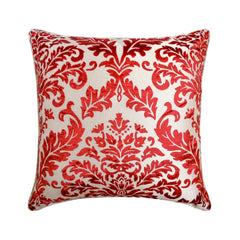 Cayenne Red Damask - Cayenne Red Burnout Velvet Throw Pillow Cover