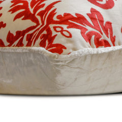 Cayenne Red Damask - Cayenne Red Burnout Velvet Throw Pillow Cover
