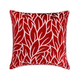 Cayenne Red Leaves - Cayenne Red Burnout Velvet Decorative Euro Sham