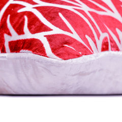 Cayenne Red Leaves - Cayenne Red Burnout Velvet Throw Pillow Cover