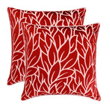 Cayenne Red Leaves - Cayenne Red Burnout Velvet Throw Pillow Cover
