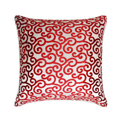 Cayenne Red Scrolls - Cayenne Red Burnout Velvet Decorative Euro Sham