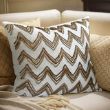 Chevron Orel - Beige Linen Throw Cushion Cover