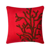 Coral Rhapsody - Red Art Silk Decorative Euro Sham