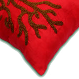 Coral Rhapsody - Red Art Silk Decorative Euro Sham