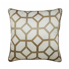 Deco Trellis - Beige Silk Throw Pillow Cover