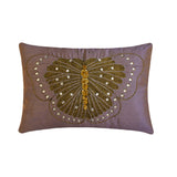 Embroidered Butterfly - Art Silk Purple Decorative Standard & King Shams