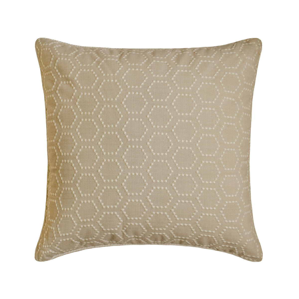 Fresh Linen - Beige Linen Embroidered Decorative Euro Sham