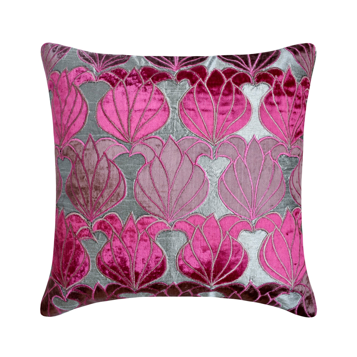 Fuchsia Lotus - Pink Art Silk Decorative Euro Sham