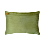 Green Leaf - Art Silk Green Decorative Lumbar Pillow Cover