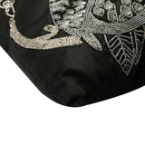 Night Owls - Black Art Silk Decorative Euro Sham