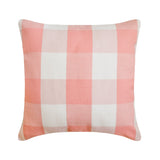 Peach Pink Plaid - Peach Buffalo Checks Throw Pillow Cover
