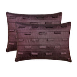 Plum Stripe - Art Silk Plum Decorative Decorative Lumbar  Cushion Cover
