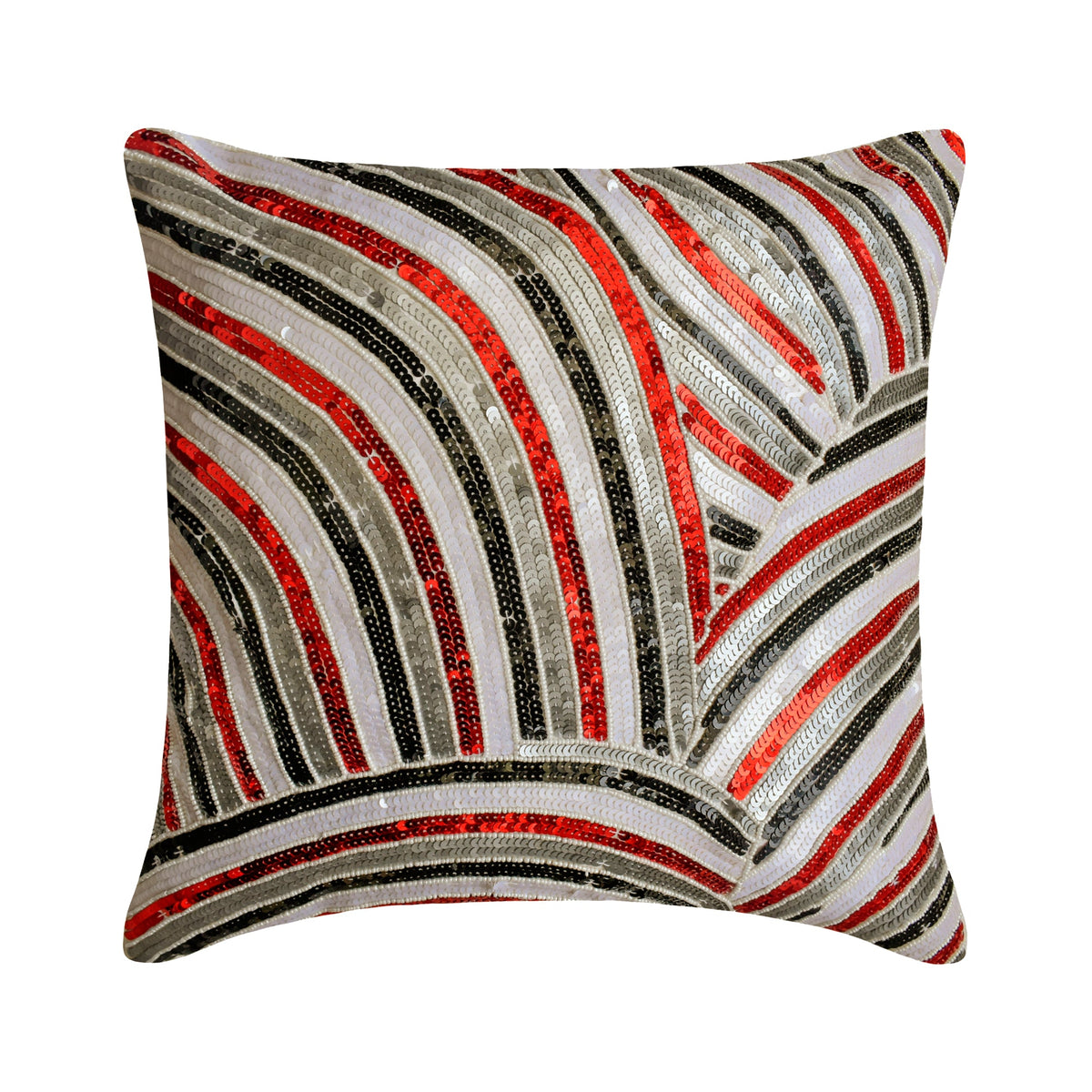 Red N Black Streaks - Red Art Silk Decorative Euro Sham