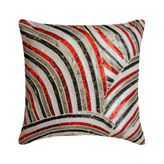 Red N Black Streaks - Red Art Silk Decorative Euro Sham