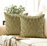 Rhinestone Jaal - Sage Green Velvet Throw Pillow Cover