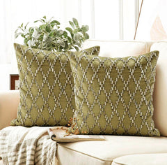 Rhinestone Jaal - Sage Green Velvet Throw Pillow Cover
