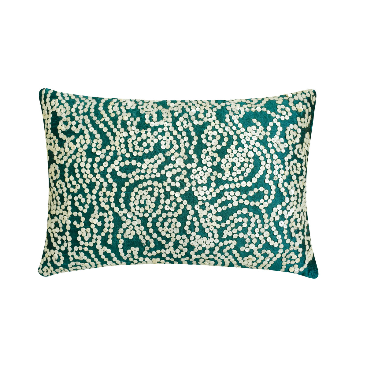Royal Queen Gardens - Art Silk Royal Green Decorative Lumbar Pillow Cover